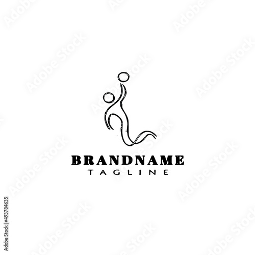 handball player logo cartoon design icon vector illustration