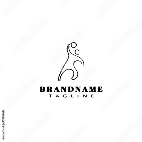 handball player logo cartoon design icon vector illustration