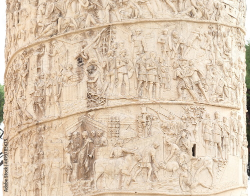 Trajan's Column Close Up in Rome, Italy