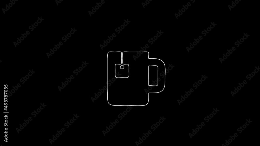 white linear Cup of tea silhouette. the picture appears and disappears on a black background.
white linear Cup of tea silhouette. the picture appears and disappears on a black background.