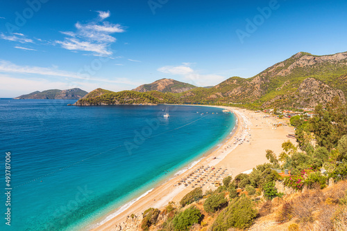 Fototapeta Naklejka Na Ścianę i Meble -  Beautiful view of Oludeniz beach in Mugla region, Turkey. Summer holiday travel destination