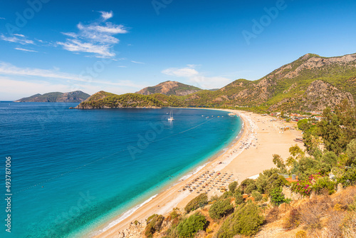 Beautiful view of Oludeniz beach in Mugla region, Turkey. Summer holiday travel destination