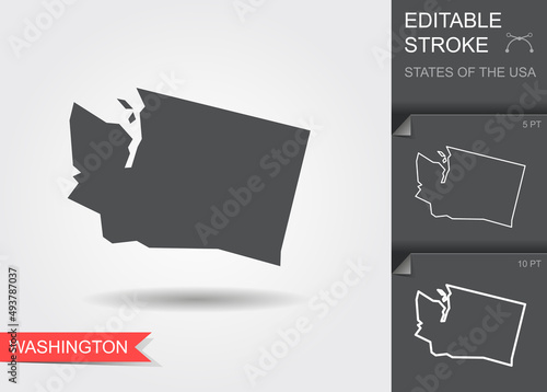 Stylized map of the U.S. state of Washington vector illustration