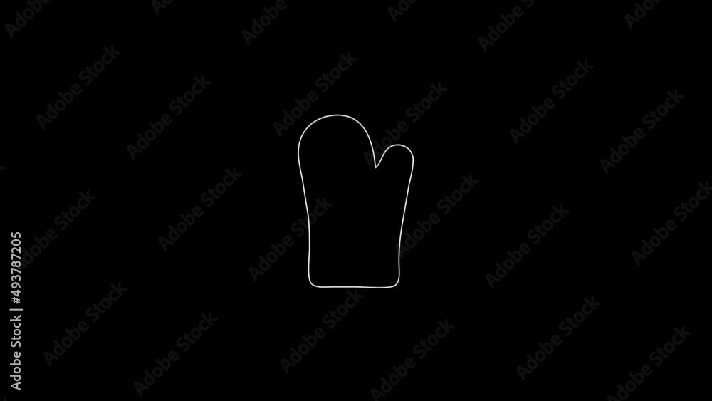 white linear mitten silhouette. the picture appears and disappears on a black background.
white linear mitten silhouette. the picture appears and disappears on a black background.