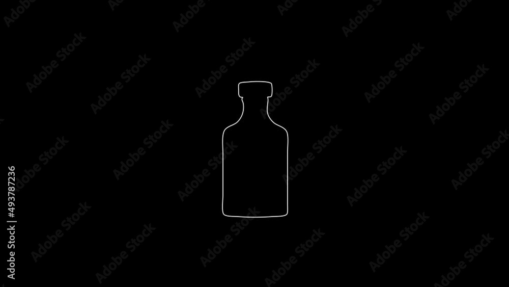 white linear bottle silhouette. the picture appears and disappears on a black background.
white linear bottle silhouette. the picture appears and disappears on a black background.