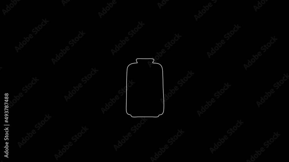 white linear jar silhouette. the picture appears and disappears on a black background.
white linear jar silhouette. the picture appears and disappears on a black background.