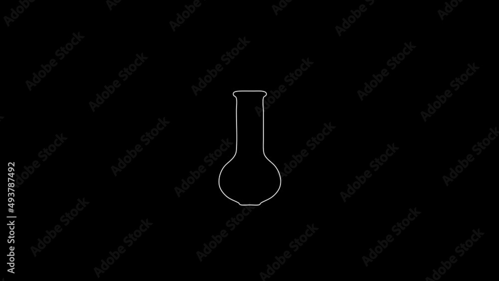 white linear flask silhouette. the picture appears and disappears on a black background.
white linear flask silhouette. the picture appears and disappears on a black background.