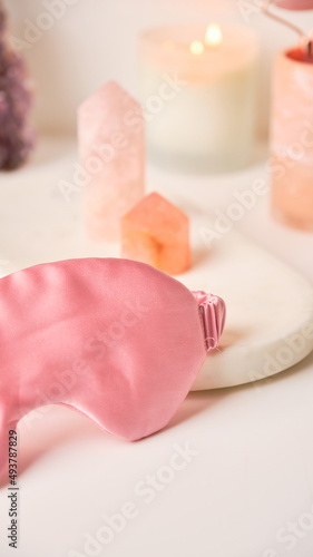 Face roller and guasha massager. Face skin care and anti age products. Chinese Gua Sha massage tools from rose quartz. © Cristina Dor 