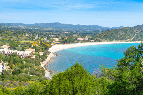 White beach and green plants in Sardinia