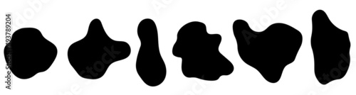 Organic shapes collection in black color. Silhouette blobs in different forms