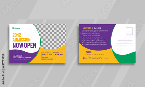 Back to school admission post card template design