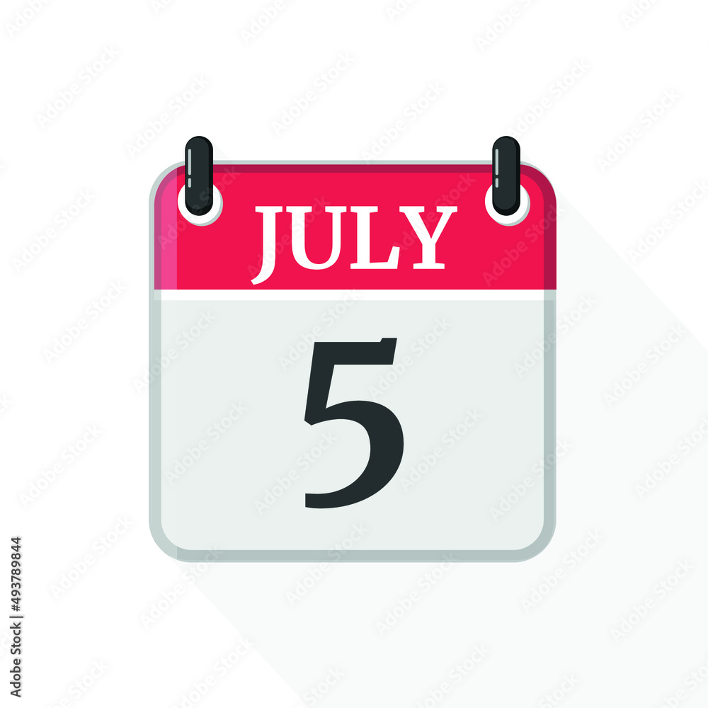 July 5. Calendar on white background. July 5. Calendar on white background.