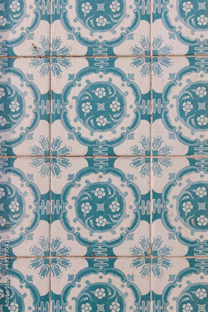 vintage old tile pattern with flowers