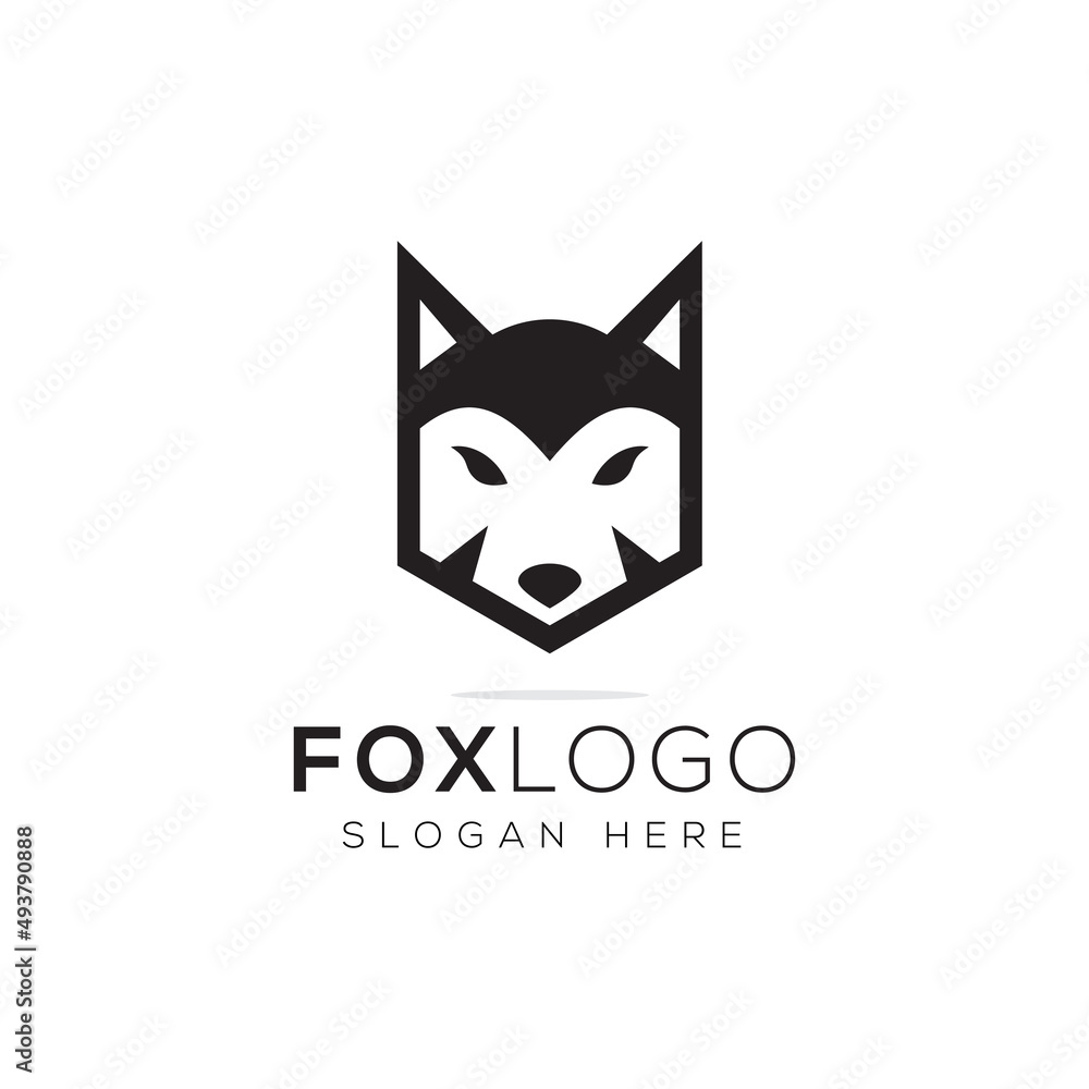 Fototapeta premium simple head fox logo design, silhouette head fox vector template icon