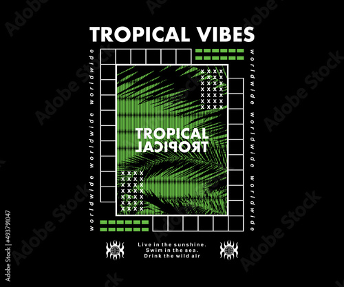 Tropical vibes retro poster t shirt design, vector graphic, typographic poster or tshirts street wear and Urban style