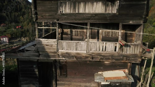 Wallpaper Mural Aerial 4K footage of a local architectural style cellar made of wood and stone in Rize. Torontodigital.ca