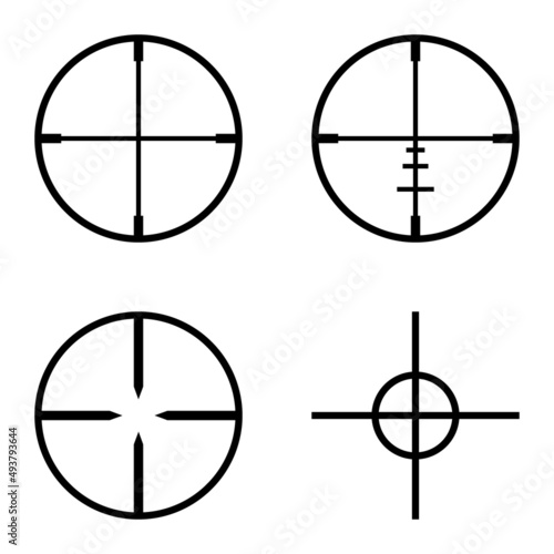 Crosshairs Flat Icon Set Isolated On White Background