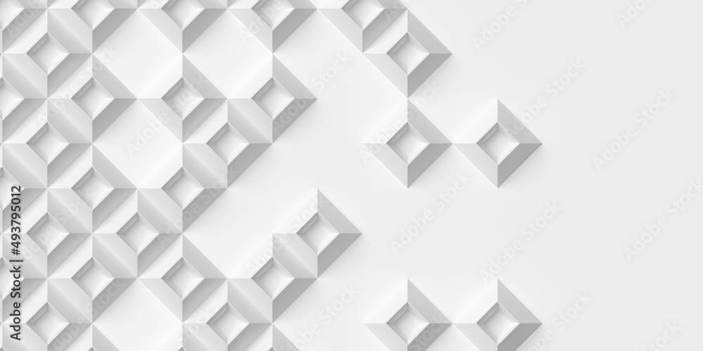 Inset white pyramid cube boxes block diagonal rotated background wallpaper banner fall off checker layout with copy space Inset white pyramid cube boxes block diagonal rotated background wallpaper banner fall off checker layout with copy space