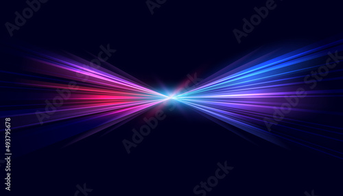 Modern abstract high-speed movement. Dynamic motion light trails with motion blur effect on dark background. Futuristic, technology pattern for banner or poster design.