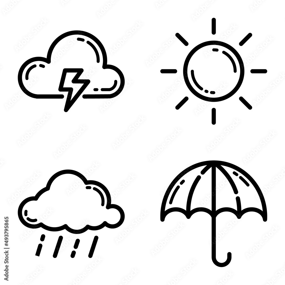 Weather Flat Icon Set Isolated On White Background Weather Flat Icon Set Isolated On White Background