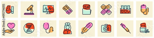 Medicine and Health set icon symbol template for graphic and web design collection logo vector illustration