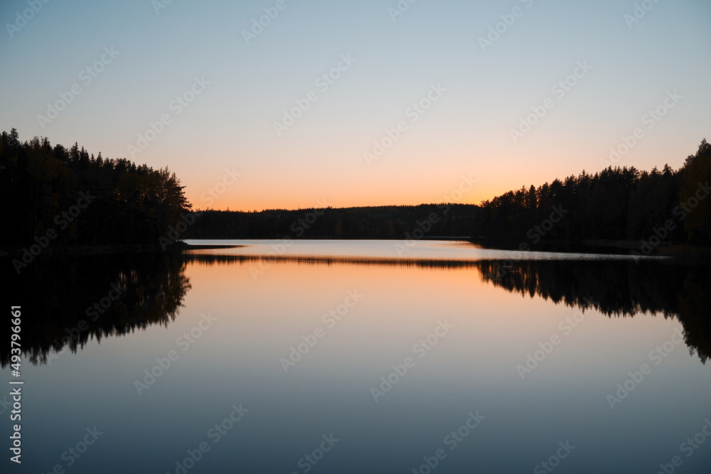 Sunset in Repovesi National Park in Kouvola, Finland