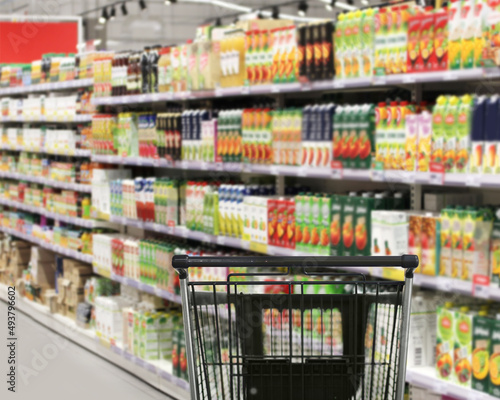 choosing a dairy products at supermarket