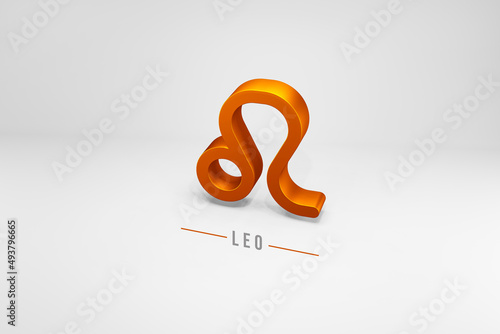 Leo golden zodiac sign, Golden zodiac sign Leo 3D rendering isolated on white background 