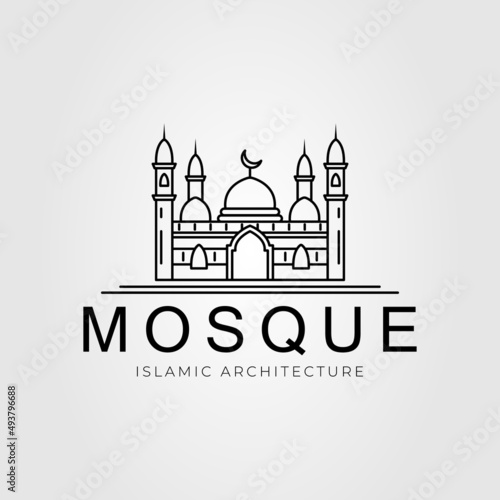 islamic mosque architecture outline logo vector illustration design
