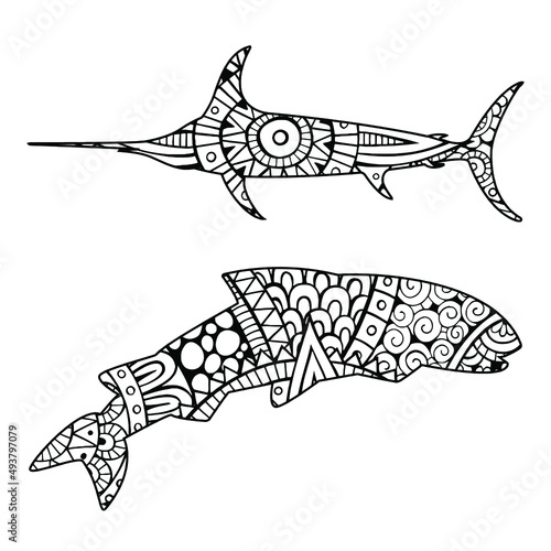 Mandala Fish coloring page for kids