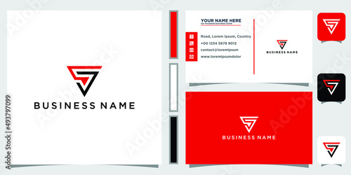 Initials Letters VS SV Monogram Triangle Geometric Modern Icon Logo Design Business Card Template
