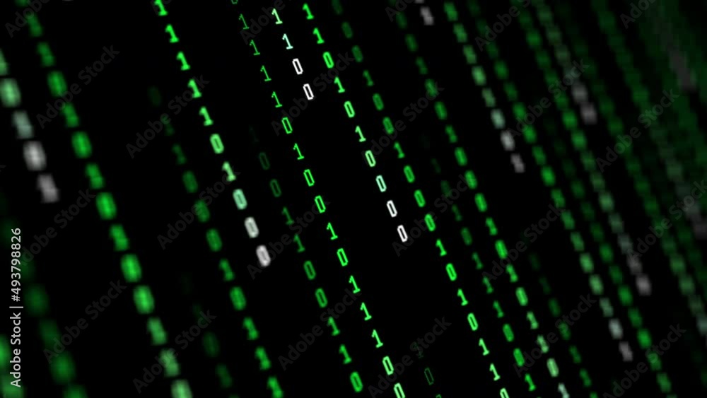 Abstract binary code background with green digits moving on the screen. Data, code, decryption and encoding concepts. Seamless loopable background. Abstract binary code background with green digits moving on the screen. Data, code, decryption and encoding concepts. Seamless loopable background.