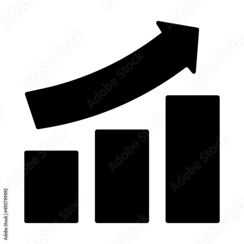Graph with arrow moving poiting up for business growth concept simple flat design for web