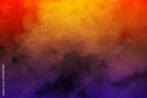 Abstract blue and red smoke steam moving on black background essential oil concept.