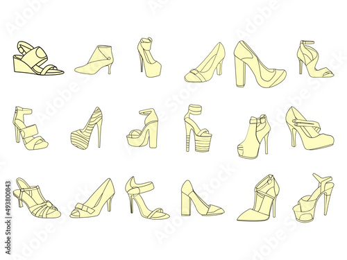 High heels vector. Red high heel women shoes vector. Silhouette drawing of high heel shoe vector image. Women's high-heeled shoes. Vector line icon-continuous line drawing. heels drawing