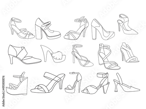 High heels vector. Red high heel women shoes vector. Silhouette drawing of high heel shoe vector image. Women's high-heeled shoes. Vector line icon-continuous line drawing. heels drawing