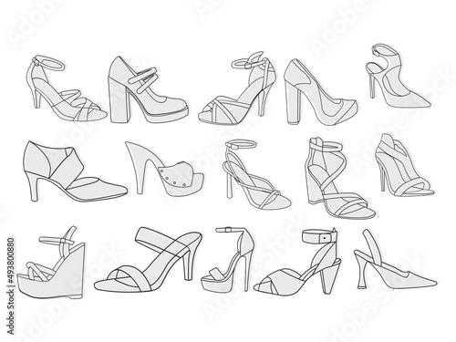High heels vector. Red high heel women shoes vector. Silhouette drawing of high heel shoe vector image. Women's high-heeled shoes. Vector line icon-continuous line drawing. heels drawing