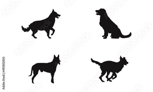 Collection of vector silhouette different breeds of dogs on white background.  © Sayed Hossain