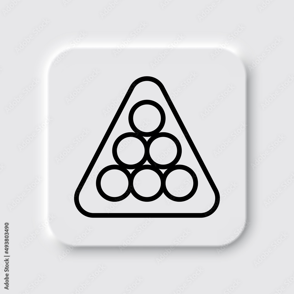 Billiard balls triangle simple icon. Flat desing. Neumorphism design.ai Billiard balls triangle simple icon. Flat desing. Neumorphism design.ai