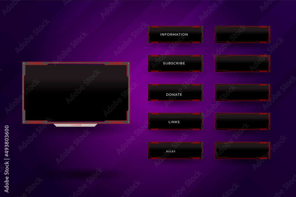 Twitch overlay gamer concept and streamer border Twitch overlay gamer concept and streamer border