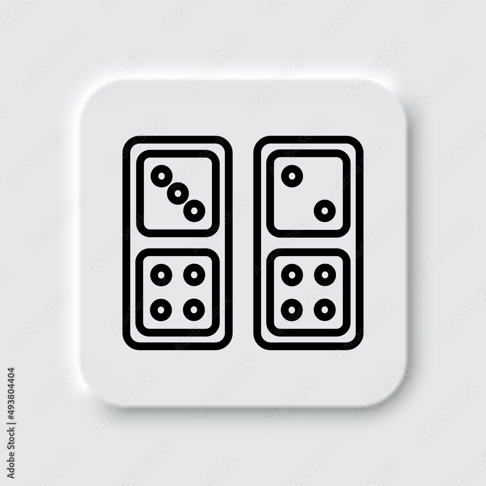 Domino simple icon vector. Flat desing. Neumorphism design.ai Domino simple icon vector. Flat desing. Neumorphism design.ai