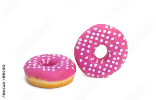 donuts in pink glaze isolated