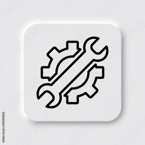 Gear wrench simple icon. Flat desing. Neumorphism design.ai