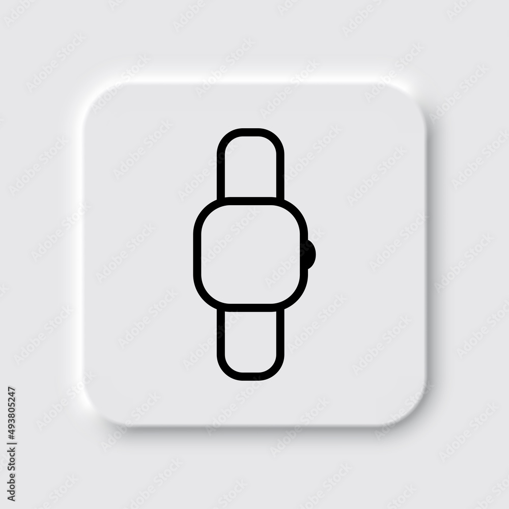 Hand watch simple icon vector. Flat desing. Neumorphism design.ai Hand watch simple icon vector. Flat desing. Neumorphism design.ai