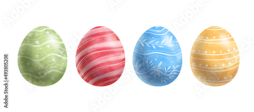 Easter Eggs. Set of colorful egg hand drawing illustrations in watercolor style. Decorative elements vector