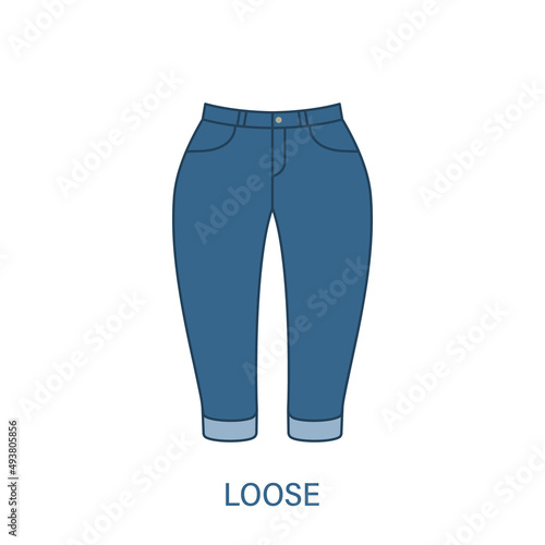 Loose Pants Type of Woman Trousers Silhouette Icon. Modern Women Garment Style. Fashion Casual Apparel. Beautiful Type of Female Jeans Trousers. Slacks, Loose Pants. Isolated Vector Illustration