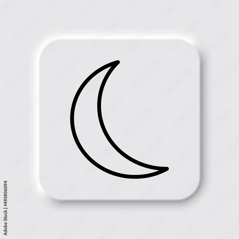 Moon simple icon vector. Flat desing. Neumorphism design.ai Moon simple icon vector. Flat desing. Neumorphism design.ai