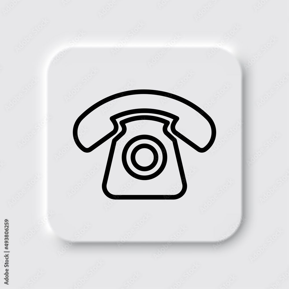 Old, retro phone simple icon. Flat desing. Neumorphism design.ai Old, retro phone simple icon. Flat desing. Neumorphism design.ai