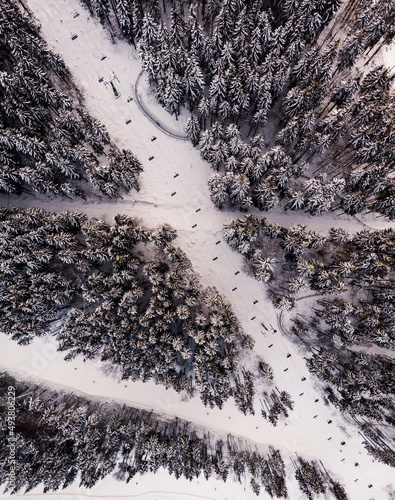 ski lift drone view