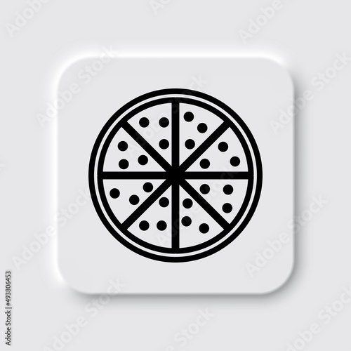 Pizza simple icon vector. Flat desing. Neumorphism design.ai